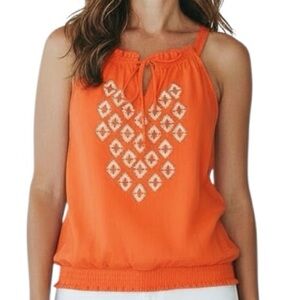 NWT WHITE HOUSE BLACK MARKET Semi-Sheer Embroidered Smock Tank Top Size Medium